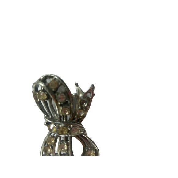 VINTAGE LARGE SILVER TONE 3D TIED RIBBON BOW PIN BROOCH - Picture 3 of 5